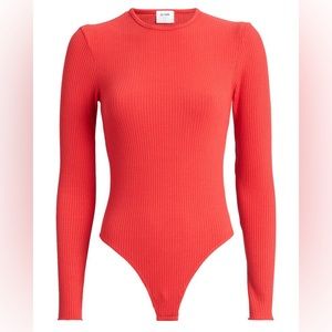 RE/DONE 60's Rib Knit Bodysuit in Red